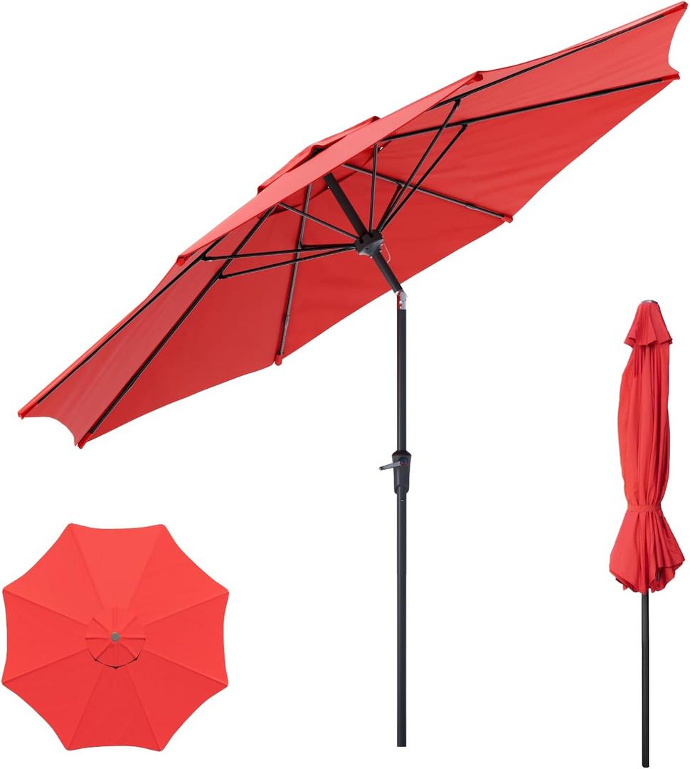 Sannwsg Outdoor Patio Umbrella,Table Umbrella with Push Button Tilt and Crank,Market Umbrella with 8 Sturdy Ribs,Yard Umbrella