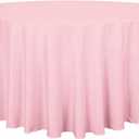 sancua Round Tablecloth - 120 Inch - Water Resistant Spill Proof Washable Polyester Table Cloth Decorative Fabric Table Cover for Dining Tables, Buffet Parties and Camping, Pink