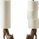 Comfify Yoga Cat Decorative Paper Towel Holder or Toilet Paper Holder - Adorable Downward Dog Pose Kitty - Cast Iron Paper Towel Stand - Antiqued Cast Iron Storage - Multiple uses - 18.5" Tall (Brown)