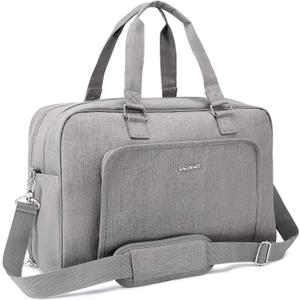 BAGSMART Large Weekender Overnight Bag with Shoe Bag, Carry-on for Travel, Gym, Work, 27L (Light Grey)