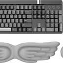iCasso 3in1 Keyboard Wrist Rest+ Mouse Wrist Rest Pad + Coaster, Non-Slip Rubber Base Cute Mouse Mat Made Easy Typing and Relieve Wrist Pain, Perfect for Gaming, Computer (PU-Gray)
