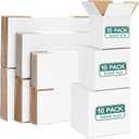 Eupako 30 Pack Small Shipping Boxes Assorted Sizes, 4x4x4 & 5x5x5 & 6x6x6 10 PCS Each Small Boxes, White Corrugated Box Mailers, Cardboard Boxes for Packaging Small Business, Mailing
