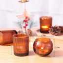 30pcs Assorted Ribbed Amber Votive Candle Holders, Amber Tea Lights Candle Holder for Wedding Decorations, Clear Glass Candle Holders for Fall Decor, Vintage Boho Party Home Table Centerpieces Decor