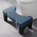 Squatting Toilet Stool for Adults, 7 Inch Height Bathroom Poop Step Potty Stool, Non-Slip Plastic Toilet Assistance Step Stool Squat Adult, Healthy Gift for Kids Seniors, Blue with Black Frame (6.7inch (1 Pack), Blue & Black)