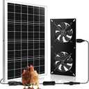 Solar Powered 2 Fan Kit, 25W Solar Exhaust Fans for Outdoor Greenhouse Chicken Coop Shed Pet House, IP67 Waterproof, High Velocity 3500RPM