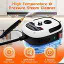 Steam Cleaner, 2500W High Handheld Steam Cleaner, 1L Portable Car Steam Cleaner, 6 High Speeds Pressure Temperature Steam Cleaning Machine with 3 Brush Heads for Kitchen Home Car CleaningWhite
