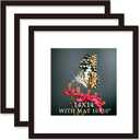 14x14 Frame Black With Mat 10x10 Solid Wood Picture Frames Wall Mounting (3 pack, 14x14 Inch)