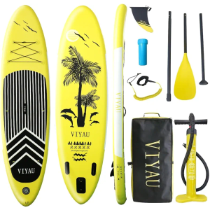 Inflatable SUP Board, Stand Up Paddling Board Equipped with 3-Piece Adjustable Aluminum Paddle + Hand Pump, 320 × 81 × 15 cm