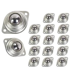 HLMOptimo 1” Rolling Ball Transfers 16 pcs, Universal Transfer Bearings of 400 Lbs Load Capacity, Two-Hole Flange Mounted Roller Bearings for Conveyor Transmission Furniture Wheelchair