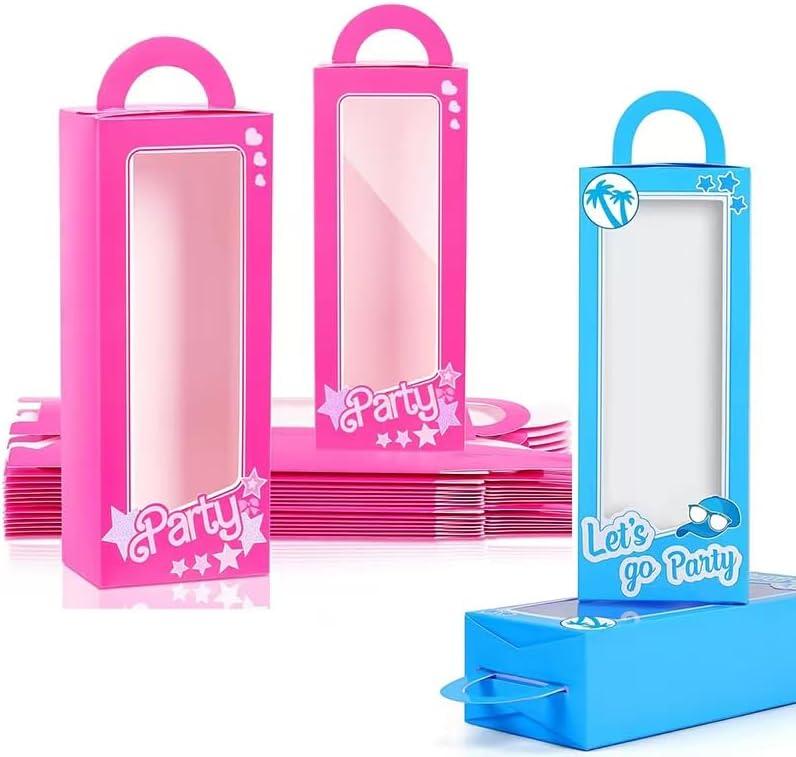 12PCS Pink+Blue Party Favor Boxes Blue Doll Gift Boxes Bachelorette Birthday Party Decoration Goodie Bag Candy Boxes for Girls and boys Birthday Party pink Birthday Bridal Shower Supplies