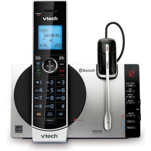 VTech-Cordless Phone with Answering Machine with DECT 6.0 Headset, Bluetooth, Connect to Cell, Caller ID/Call Waiting, Handset Intercom,1,000 Name & Number Phonebook -DS6771-2 Silver/Black
