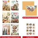 4 x Fancy Land African American Nativity Christmas Cards Foil Embossed Black Religious Holiday Greeting Cards Bulk with Envelopes for Christian Holy Family Supplies 24Pcs