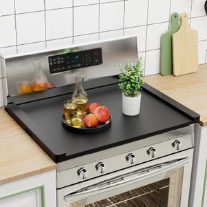 Noodle Board Stove Cover Wood(Ready to Use), Stove Top Covers for Electric Stove, Gas Stove, Wooden Decorative Rustic Kitchen Serving Tray, for Range Stovetop, Cooktop, 30'' * 22'', Black