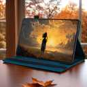 Retro Shockproof Case for Samsung Galaxy Tab S11 (SM-X730/SM-X736B) 11.0" - PU Leather & TPU Hybrid Protective Cover with Anti-Slip Grip Strap, Card Slots & Kickstand -Peacock Blue