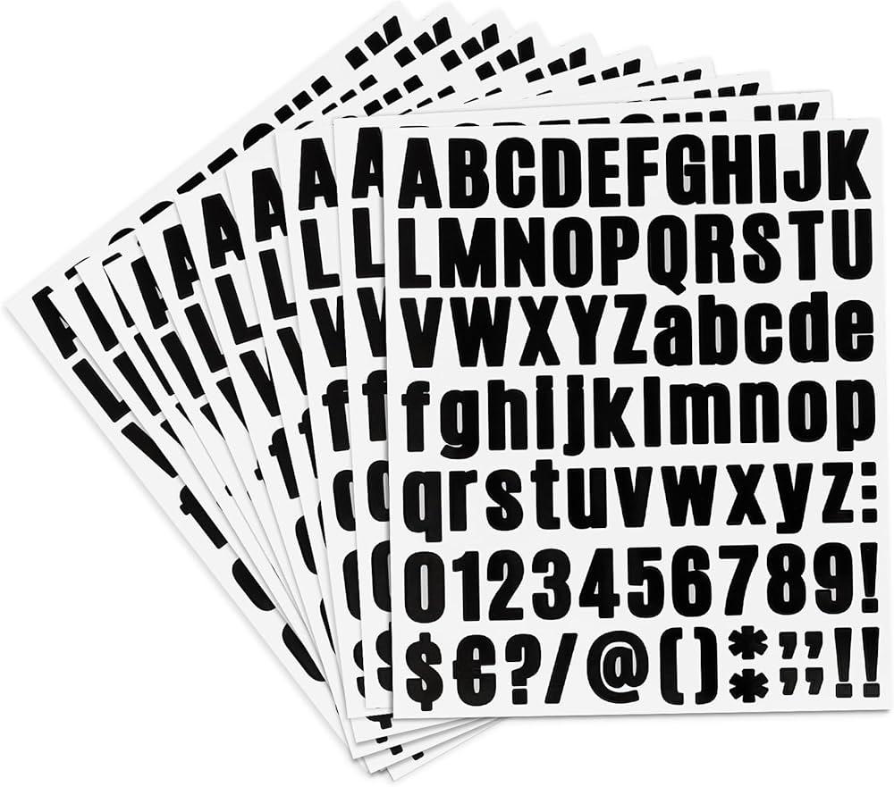 Alphabet Stickers - 10 Sheets Mailbox Numbers, 810 Pcs 1 Inch Vinyl Letters, Black Decals for Mailbox, Sign, DIY Crafts, Door, Window, Cars, Home 3 Pack