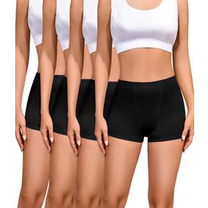 Cotton Boyshort Underwear for Women Cotton Boxer Briefs for Women Underwear Shorts 4 Pack Black X-Large 2" Inseam (Black, XL)