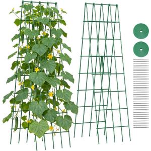 Suteck A-Frame Cucumber Trellis 59.4" 2 Pack - Metal Garden Trellis for Cucumbers, Peas, Beans & Climbing Plants, Foldable Outdoor & Indoor Vegetable Support for Raised Beds, Patios & Backyard