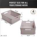 BINO | Woven Plastic Basket | Small (Natural Grey), 4-Pack | THE JUTE COLLECTION | Home Organization, Space - Saving Storage, Stylish Design | Jute Basket | Plastic Storage Basket