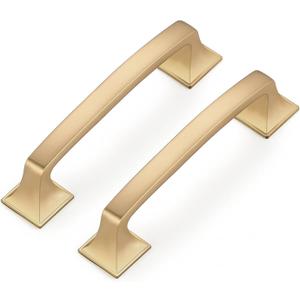 Ravinte 20 Pack Solid 3-3/4" Square Foot Arch Pulls Kitchen Cabinet Handles Champagne Bronze Drawer Pulls Kitchen Cabinet Hardware for Cupboard Handles (3-3/4 inches Hole Center)