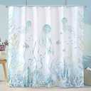 Nautical Sea Jellyfish Shower Curtain, Teal Summer Ocean Life Beach Cool Shower Curtain Bathroom Decor 72 72 inch