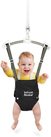 Infant Master Baby Doorway Jumpers, Sturdy Johnny Jumper Adjustable 10.8"-23.6" Strap, Soft Baby Johnny Bouncer w/Seat Bag, Protable Doorway Jumper and Boucer for Baby, Ideal Gift for Infant, Black, Max 35 lbs
