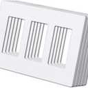 (5 Pack) BESTTEN USWP6 Matte Snow White 3-Gang Screwless Wall Plate, Decorator Outlet Cover, H4.69 x W6.54, for Light Switch, Dimmer, USB, GFCI, Receptacle