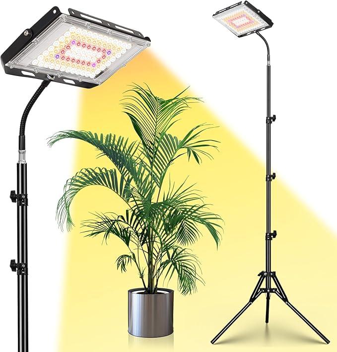 LBW Stand Grow Lights for Indoor Plants, Full Spectrum 96 LEDs Plant Grow Light, Upgraded Floor Grow Lamp with Adjustable Tripod Stand 21-68in, On/ Off Switch, Ideal for Tall Large Houseplant Growing