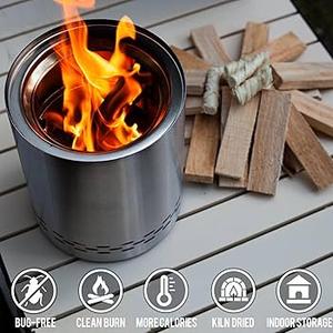 lesummit Mini Firewood Fire Stick with Fire Starters Gloves 4" Kiln Dried Pine Firewood Small Barkless Kindling Logs Compatible with Wood Stoves, Tabletop Fire Pits, BBQ Grills & Pizza Ovens, 12 lb Box