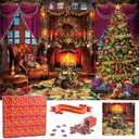 Puzzles Advent Calendar 2025- Advent Calendar for Adults Kids, 1008 Pieces 24 Day Christmas Jigsaw Puzzle Countdown Calendar, Ideal Stocking Stuffer Puzzle for Home Decoration, Funny Christmas Game Gift (Red)