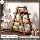 3 Tier Serving Tray Cupcake Stand and Towers Serving Tray for Party Food Tray Farmhouse Serving Platter Decorative Tray Decor Dessert Display Set Tiered Tray Stand (Brown)