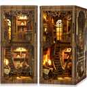 SUNNINO Book Nook Kit - DIY Miniature House Kit Doll House 3D Wooden Puzzles with LED Book Nook Kits for Adults Unique Gift for Book Collectors
