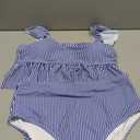 Dokotoo Two Piece Tankini Swimsuits for Women 2026 Square Neck Ruffle Cap Sleeve Bathing Suits Striped Swim Suits (XX-Large, Sky Blue Stripe)