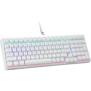 HUO JI E-Yooso Creamy Mechanical Keyboard Wired, Hot Swappable, Pre-lubed Linear Switches, Gasket Structure with Sound Dampening Foam, RGB Backlit, 99 Keys Custom Gaming Keyboard for PC/Mac,White