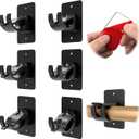 CIEMGNZOC 6-Pack Curtain Bracket Holders, Universal Self-Adhesive Wall Mounts, Fits 0.6'' to 1.5'' Rods, Black