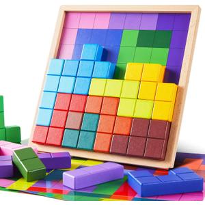 Dementia Products for Elderly, 15 Wooden Tiles Matching Game Activities for Seniors, Easy Memory Games for Alzheimer's, Cognitive Craft Gifts, Large Brain Puzzle Pattern Blocks for Elderly