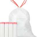 Ultra Thick Heavy Duty Plastic 15 Gallon Drawstring Trash Bags Large 80 Count White Leak Proof Garbage Bags for Tall Kitchen Home Office Outdoor