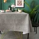 Pioggia Vinyl Tablecloth with Flannel Backing Rectangle Waterproof Oil-Proof Plastic Table Cloth Wipeable PVC Table Cover for Indoor and Outdoor (Grey, 60 x 102 Inch)