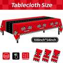 Childom 3Pcs Racing Car Plastic Tablecloth, Race Birthday Party Decorations, 54'' x 108'' Checkered Table Cloth Decor, Favors Rectangular Tablecloth for Boys Baby Shower Home