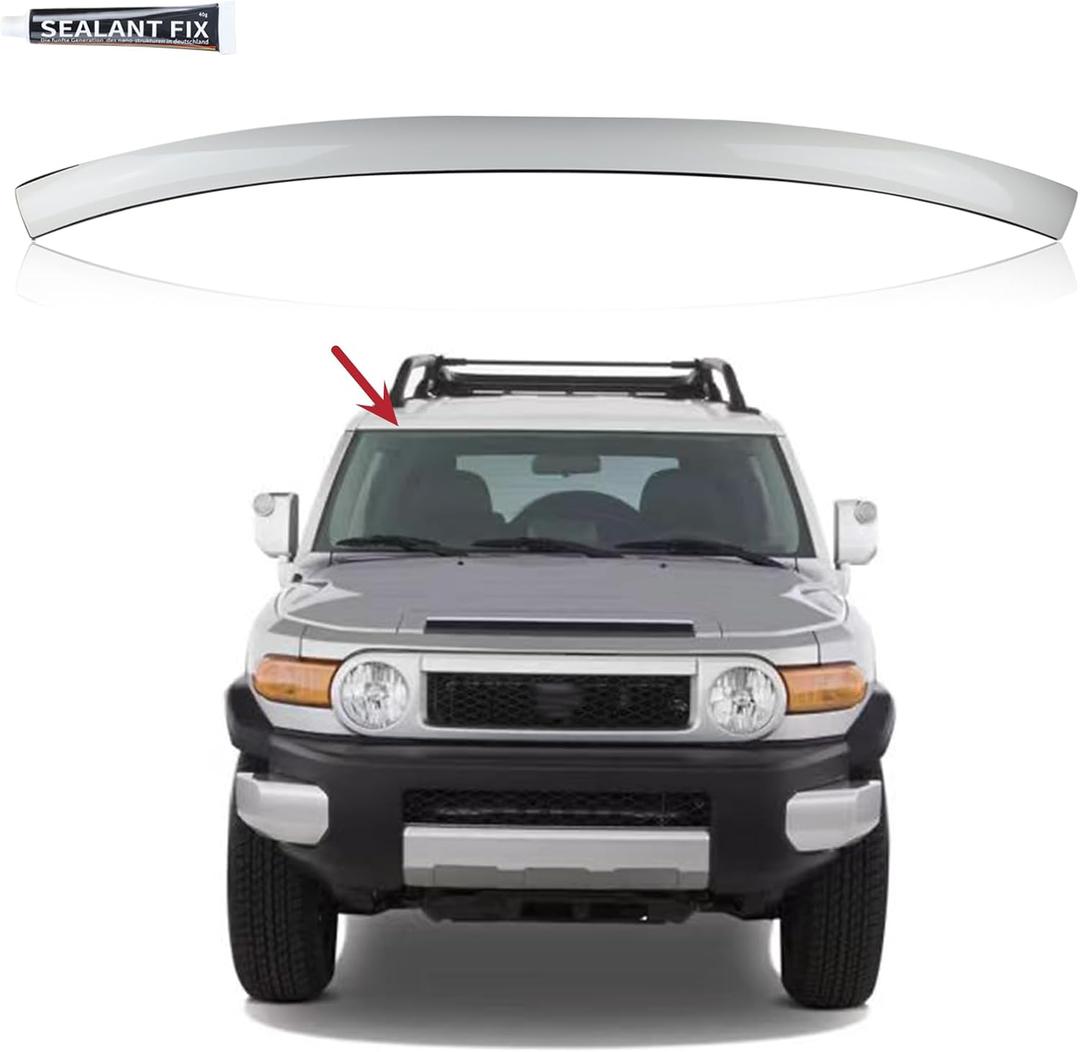 Duolctram Front Windshield Molding w/Side Clips White Upper Top Windshield Reveal Molding Compatible with 2007-2014 Toyota FJ Cruiser 75503-35060-A0 75503-35010