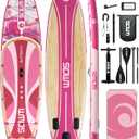 11'*33"/34" Inflatable Stand Up Paddle Board for Beginners,400/420lbs Capacity, Anti-Slip EVA Deck, Includes Adjustable Paddle, Pump, Backpack & SUP Accessories for Surfing, Fishing, Yoga & More