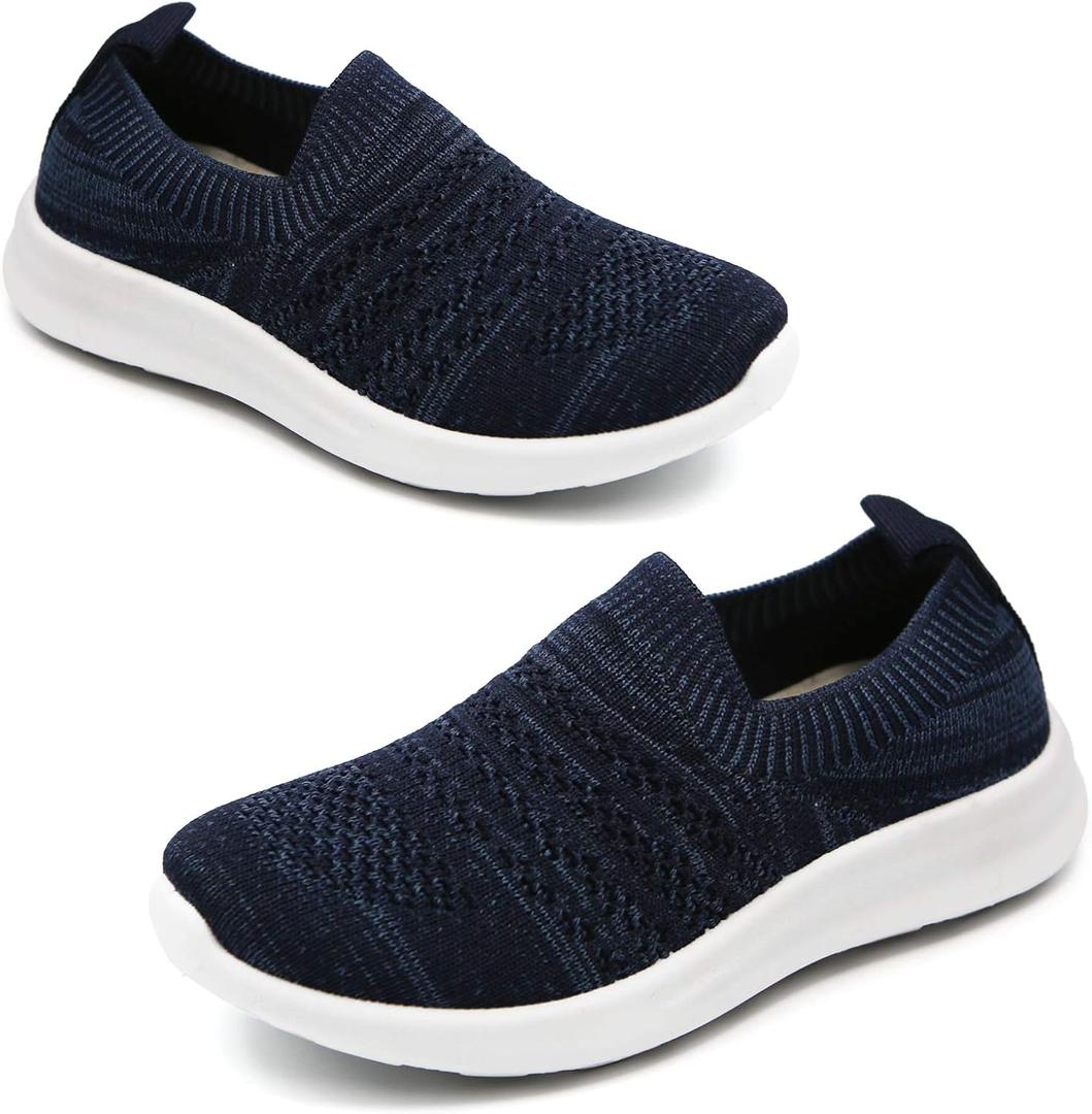 Apawwa Kids Lightweight Slip On Running Shoes - Pink/Blue/Navy/Black Walking Shoes for Toddler/Little Kids/Big Kids