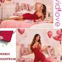Avidllove Women Chemises Lingerie Lace Babydoll lingerie Sexy Teddy V Neck Sleepwear (Red, L)