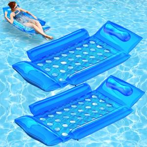 Inflatable Pool Float with Side Cushions, Anti-Tipping Floating Lounger for Adults, Heavy-Duty UV-Resistant Pool Raft for Relaxing in Pool, Beach & Lake