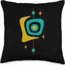 Mid Century Modern Atomic Boomerang Design Throw Pillow (16x16)