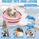 Elevated Inflatable Dog Cone Collar Alternative After Surgery, Dog Donut Collar, Soft Pet Cone to Stop Licking for Dogs  Solid Pink, S (Neck 7"-9.5")