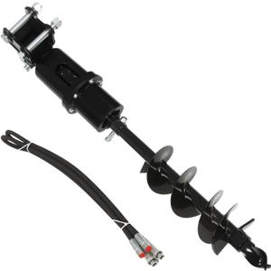 8 Inch Hydraulic Auger Compatible with 1-1.5 Ton Mini Excavator | 200mm Drill Bit with Hydraulic Pipe, 90mm Span, 25mm Pin Hole, Smooth Hydraulic Drive, Steady Drilling, Direct Installation