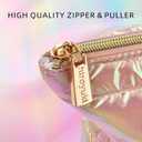 8 x Hiroyuki Iridescent Makeup Bag, 14 inches Cosmetic Bag, Large Capacity Travel Pouch (Skin, pink)