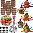 Shappy 24 Pack Thanksgiving Turkey DIY Craft Kits Fall DIY Turkey Air Dry Clay Modeling Autumn Indoor Decoration for Thanksgiving Fall Party Supplies