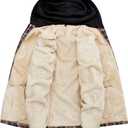 Men's Winter Cotton Plaid Shirts Jacket Warm Fleece Lined Flannel Hooded Shirt Jacket Coat for Men (M)