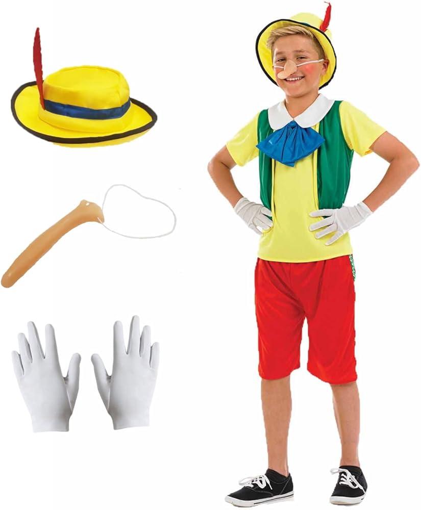 fun shack Puppet Costume for Kids, Fairytale Costumes for Boys, Puppet Costume for Girls Boys, Long Nose Costume L